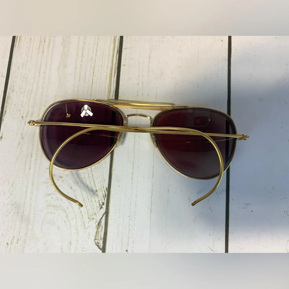 Vintage Ray-Ban 60's 70's  B&L 12K GF Shooter Aviator Wrap Around Sunglasses USA